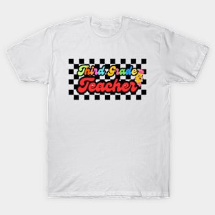 3rd Third Grade Teacher Back To School Checkerboard Team Squad T-Shirt